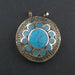 Turquoise Blue Inlaid Afghan Silver Pendant - The Bead Chest