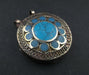 Turquoise Blue Inlaid Afghan Silver Pendant - The Bead Chest