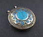 Turquoise Blue Inlaid Afghan Silver Pendant - The Bead Chest