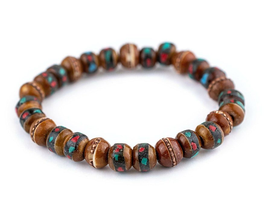 Honey Brown Nepal Mala Bracelet - The Bead Chest