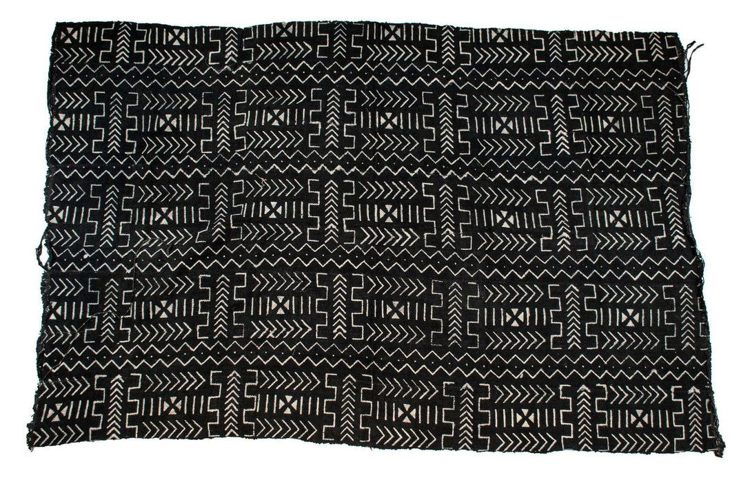 Ebony Black Bogolan Mali Mud Cloth (Gao Design) - The Bead Chest