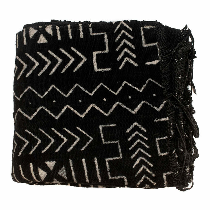 Ebony Black Bogolan Mali Mud Cloth (Gao Design) - The Bead Chest