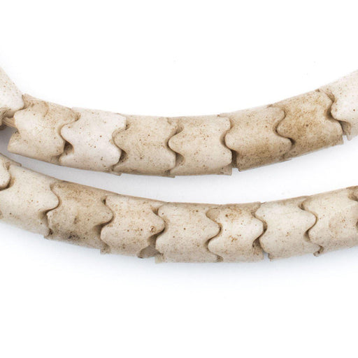 Wide White Glass Snake Beads (9mm) - The Bead Chest