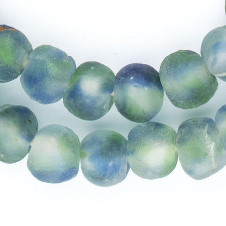 Blue, Green, White Recycled Glass Beads (14mm) — The Bead Chest