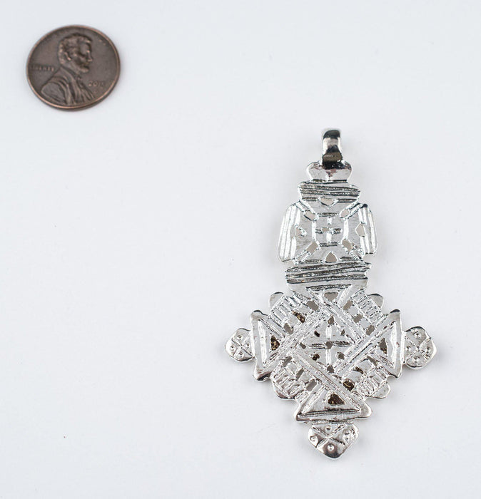 Shiny Silver Coptic Cross Pendant (Medium) - The Bead Chest