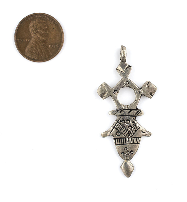 Tachert Silver Moroccan Tuareg Cross Pendant - The Bead Chest