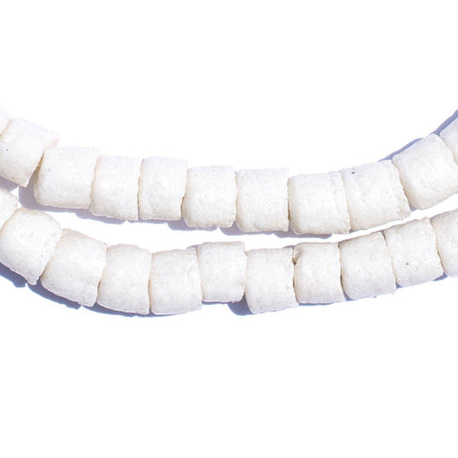 White Sandcast Cylinder Beads - The Bead Chest