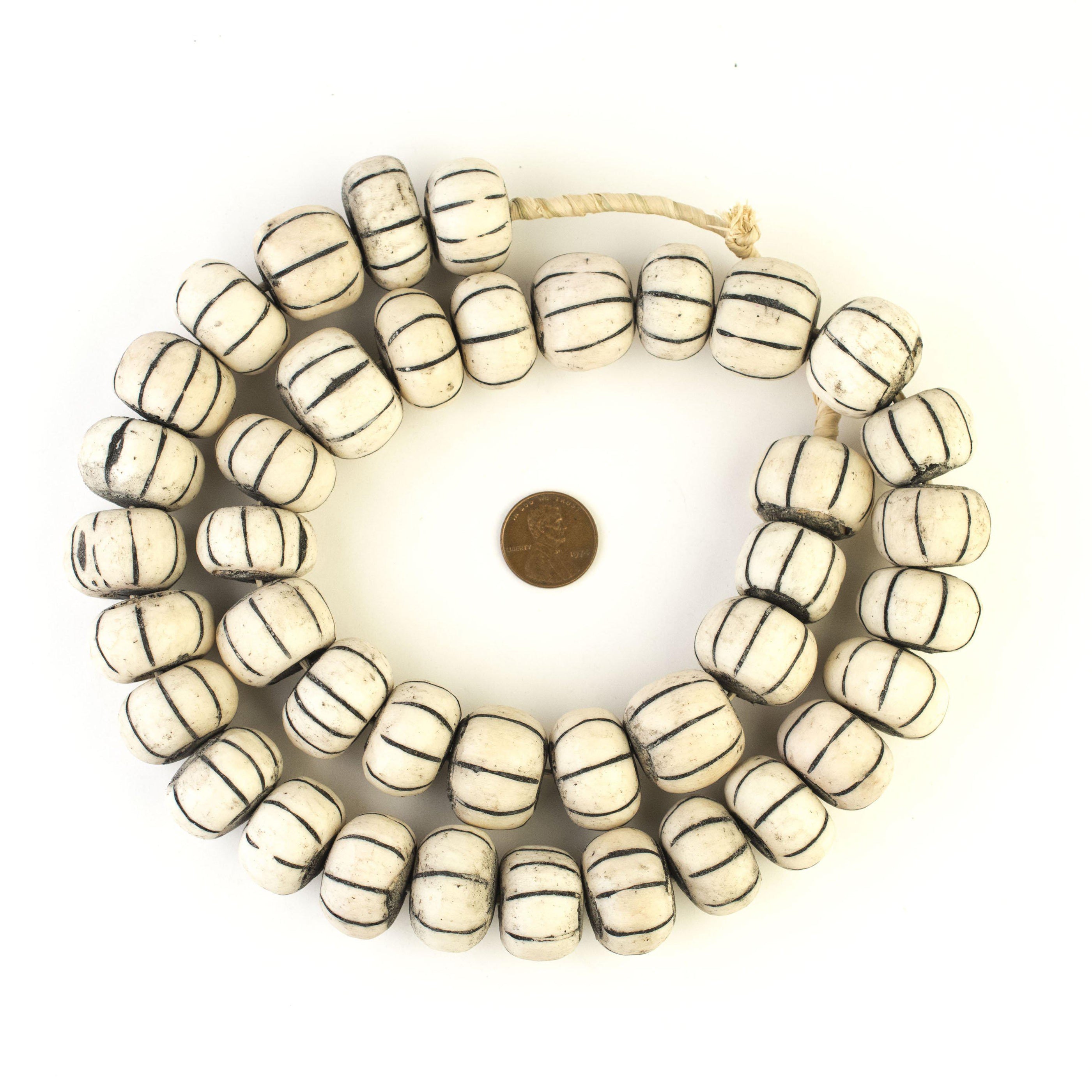 Dark Watermelon Carved Bone Beads Large — The Bead Chest 6558