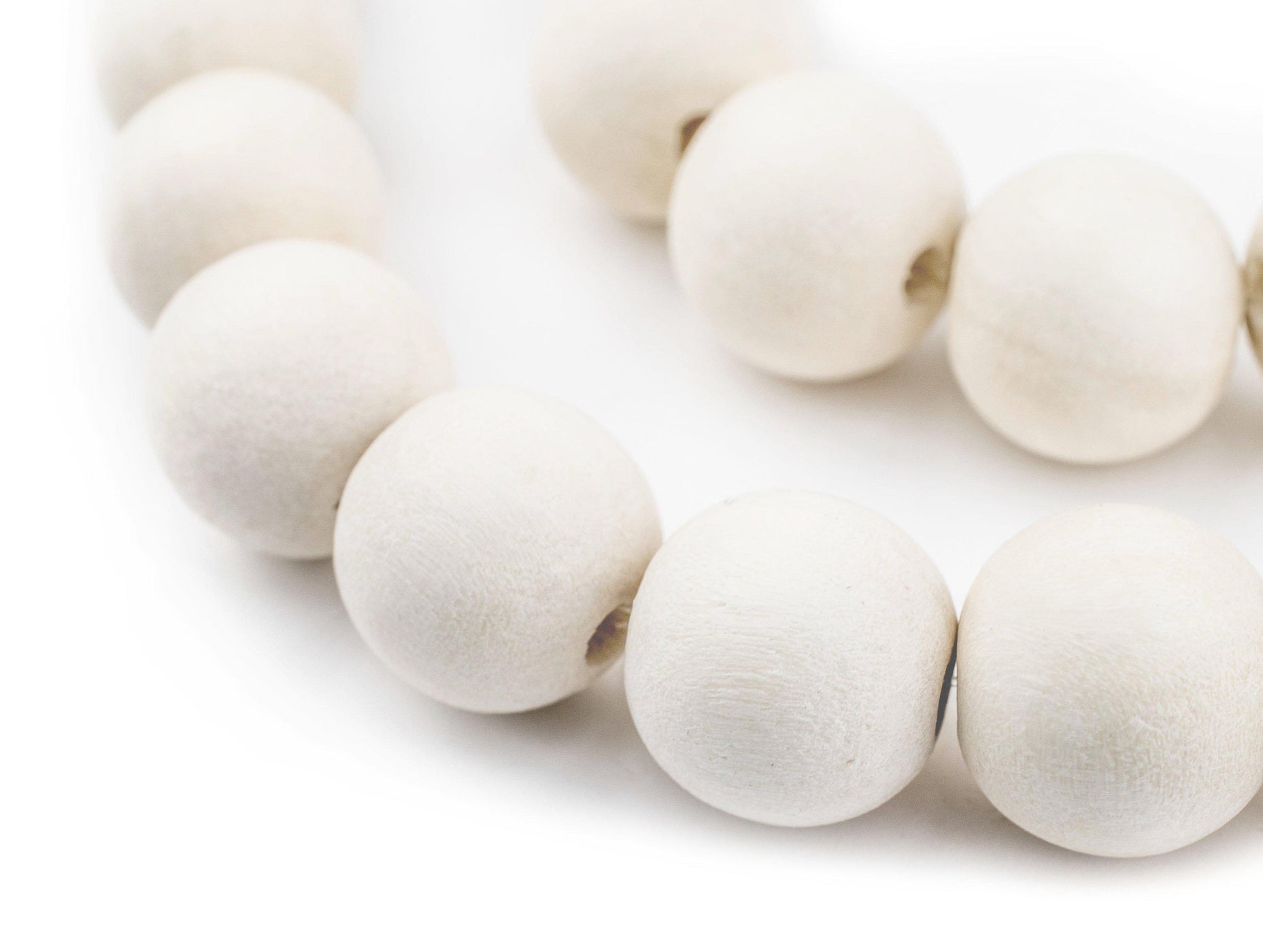 White Natural Wood Beads (16mm) — The Bead Chest