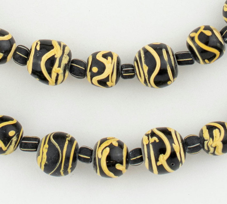 Hot Deal: Mixed Black And Yellow Java Glass Trade Beads - The Bead Chest