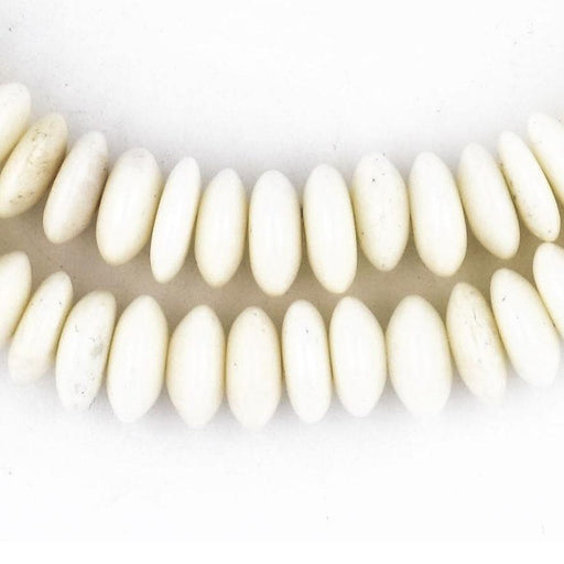 Saucer White Bone Beads (7mm) - The Bead Chest