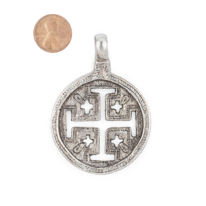 Jerusalem Ethiopian Silver Cross Pendant (70x50mm) - The Bead Chest