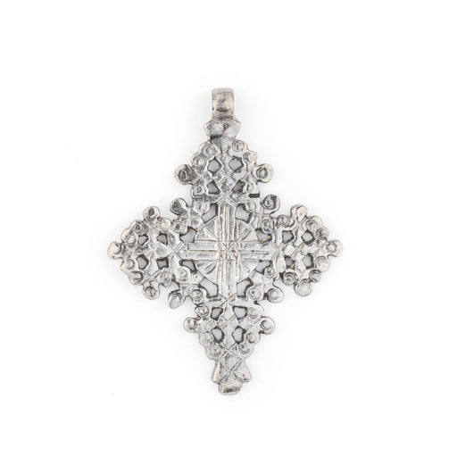Dire Dawa Ethiopian Silver Cross Pendant (75x55mm) - The Bead Chest