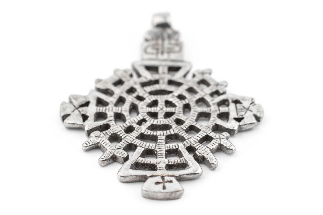 Awasa Ethiopian Silver Cross Pendant (65x50mm) - The Bead Chest