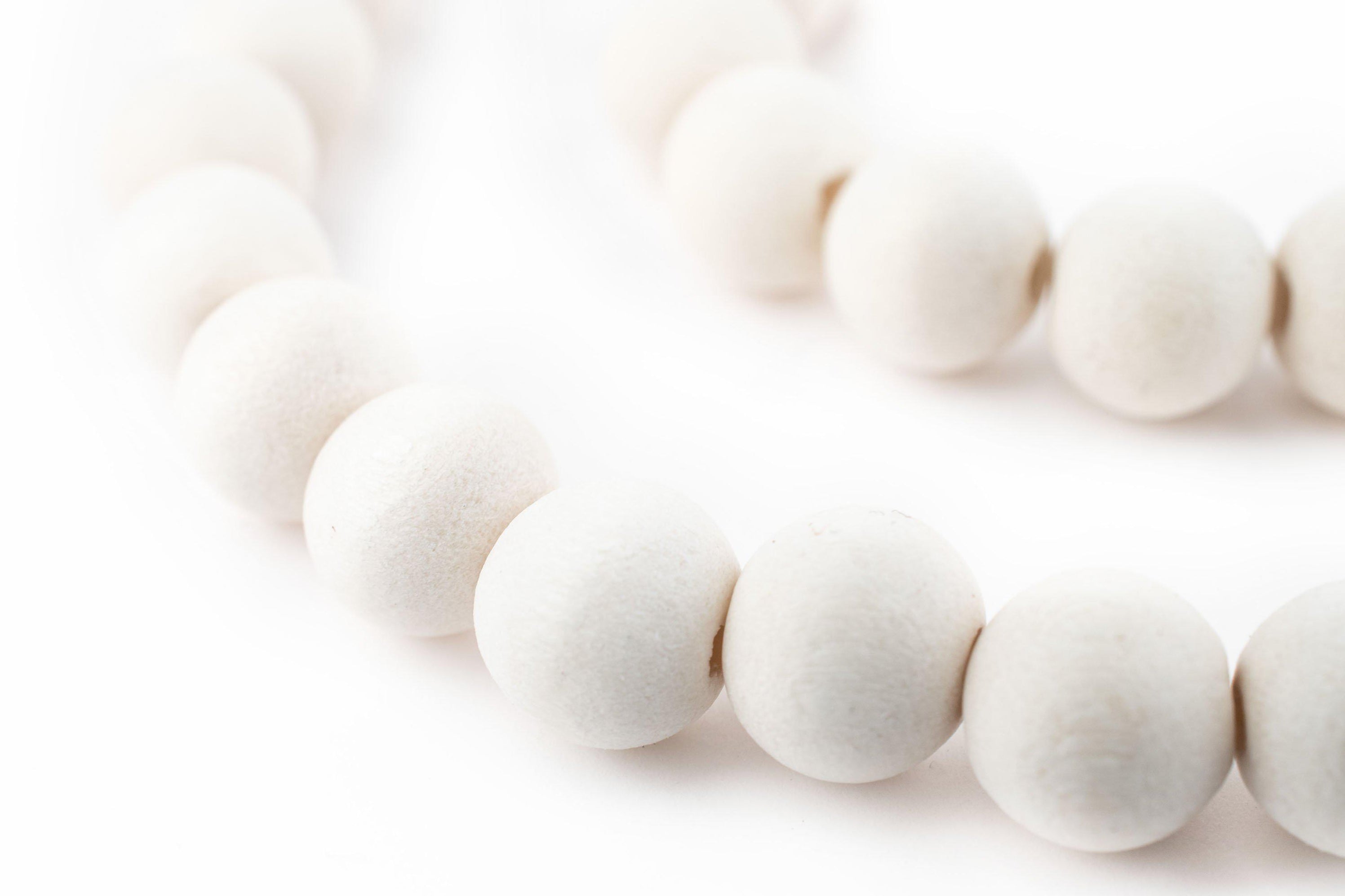 White Round Natural Wood Beads (10mm) — The Bead Chest