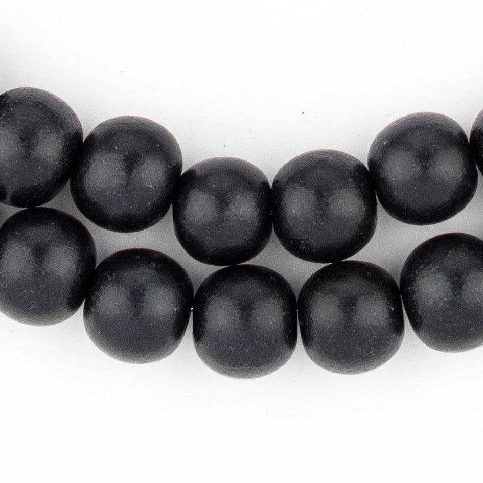 Black Round Natural Wood Beads (10mm) — The Bead Chest