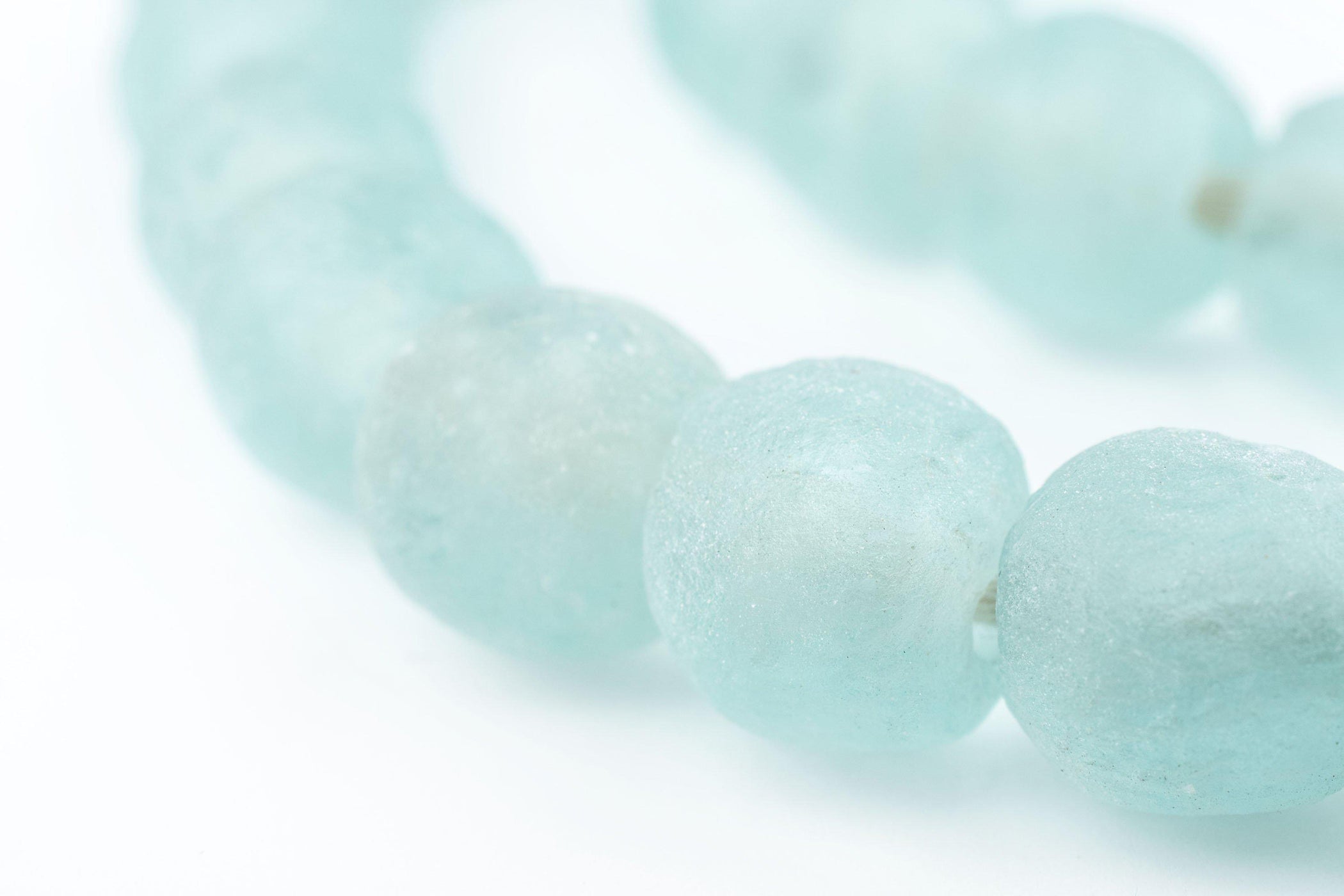 River Aqua Recycled Glass Beads (14mm) — The Bead Chest