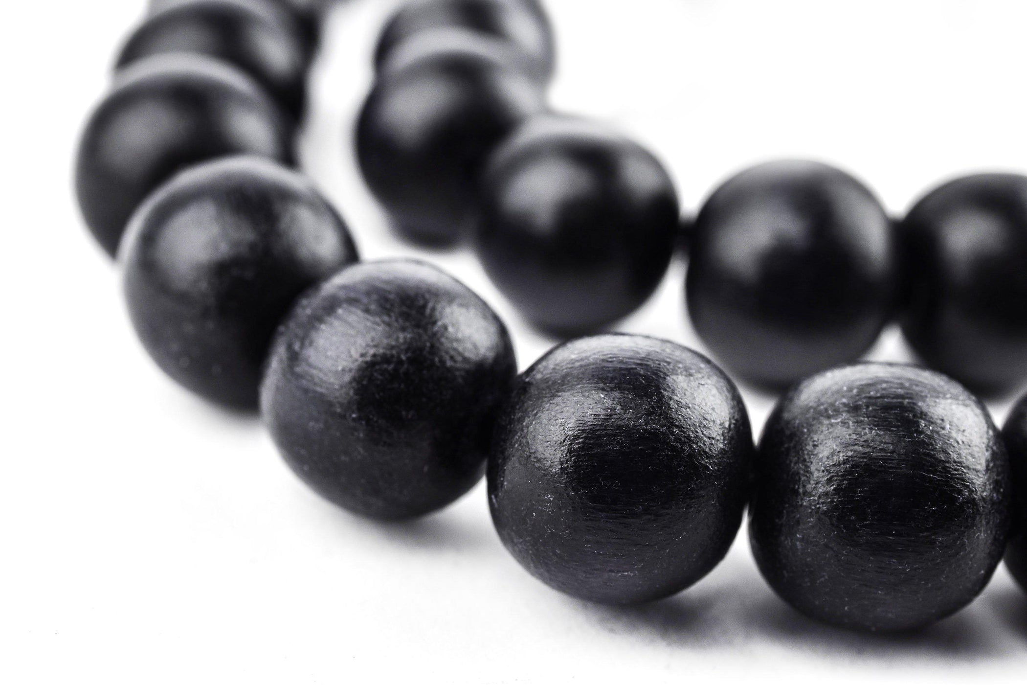 Black Round Natural Wood Beads (12mm) — The Bead Chest