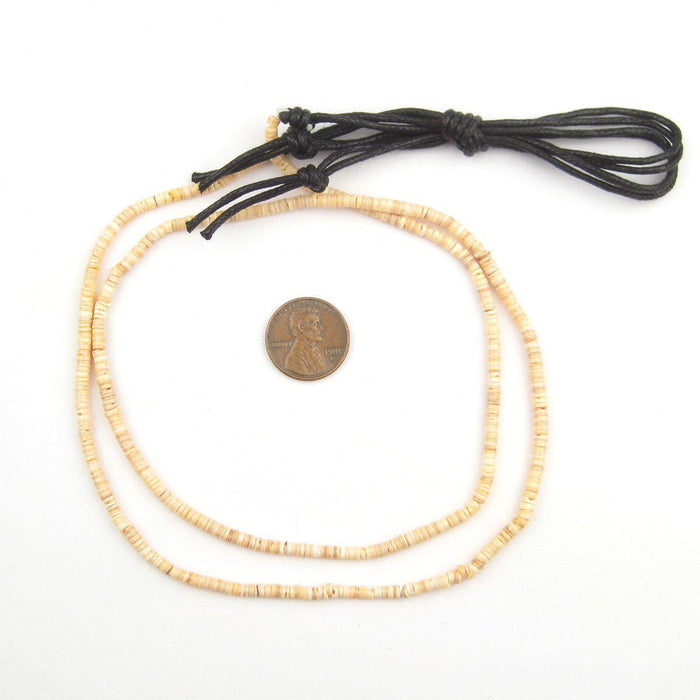 Beige Natural Shell Heishi Beads (3mm) - The Bead Chest