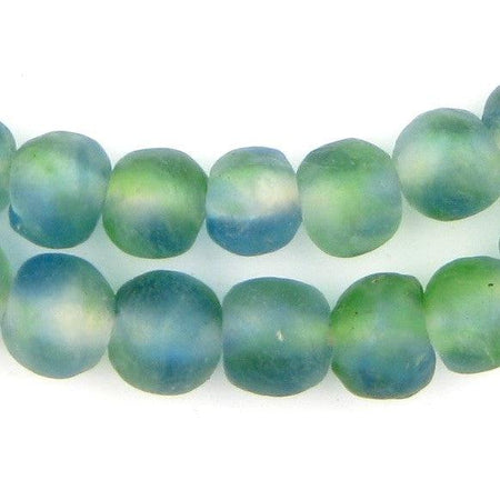 Light Blue Green Swirl Recycled Glass Beads (11mm) — The Bead Chest