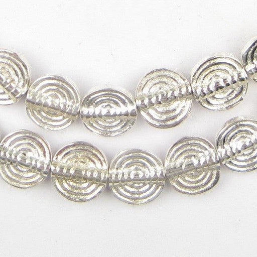Baule-Style Circular Silver Beads (12mm) - The Bead Chest