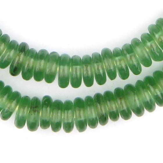 African Disk Recycled Glass Beads - Full Strand of Eco-Friendly Ghanaian Rondelle Beads - The Bead Chest (Light Green), Adult Unisex, Size: One Size