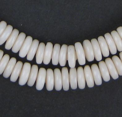 Ivory Glass Disk Beads - The Bead Chest