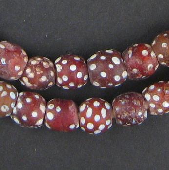 Red Antique Skunk Eye Beads (Long Strand) - The Bead Chest