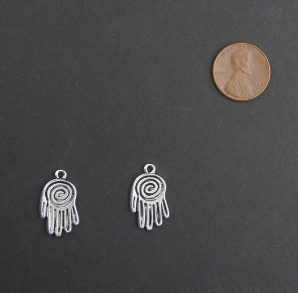 Mini Silver Hamsa Pendant (Set of 2) - The Bead Chest