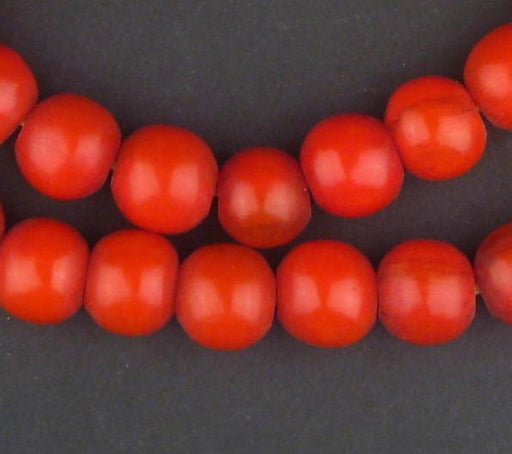 Persimmon Round Amber Resin Beads - The Bead Chest