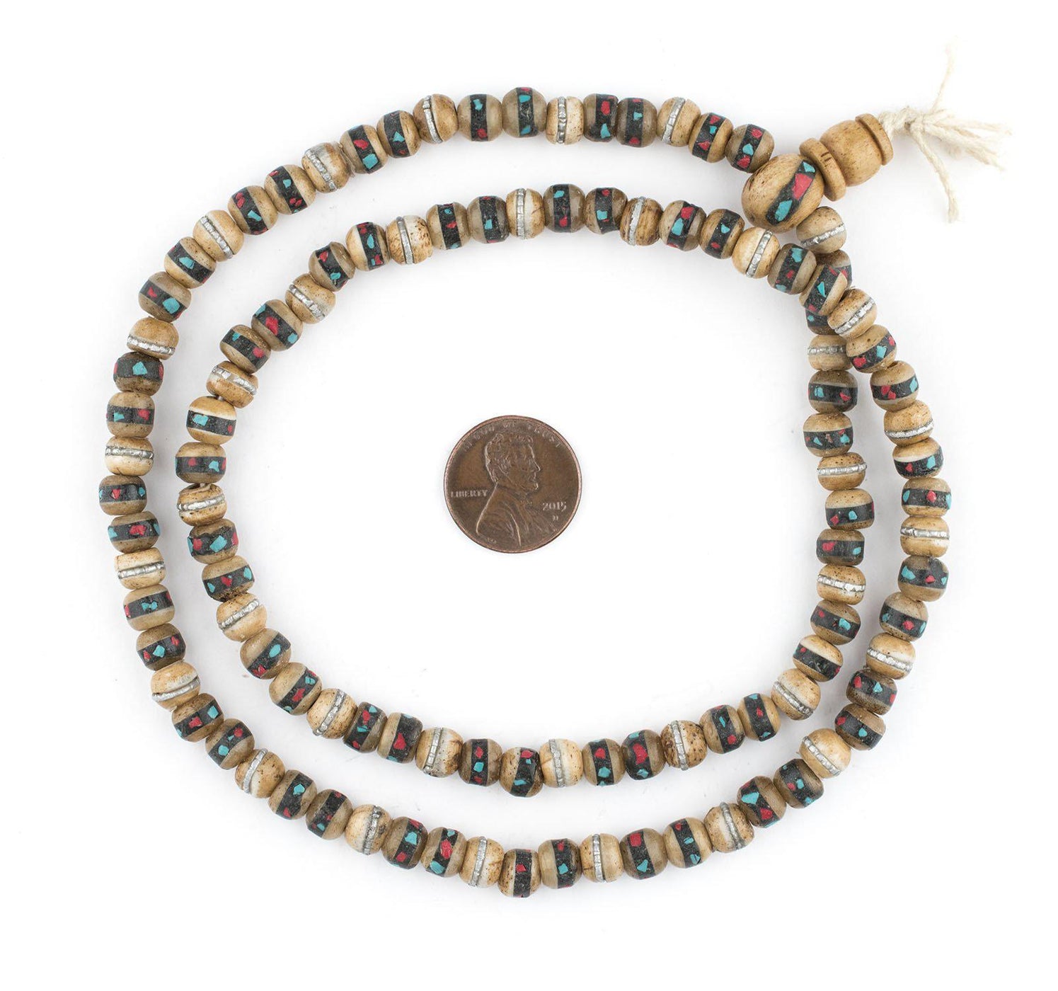 Rustic Inlaid Yak Bone Mala Beads (6mm) — The Bead Chest