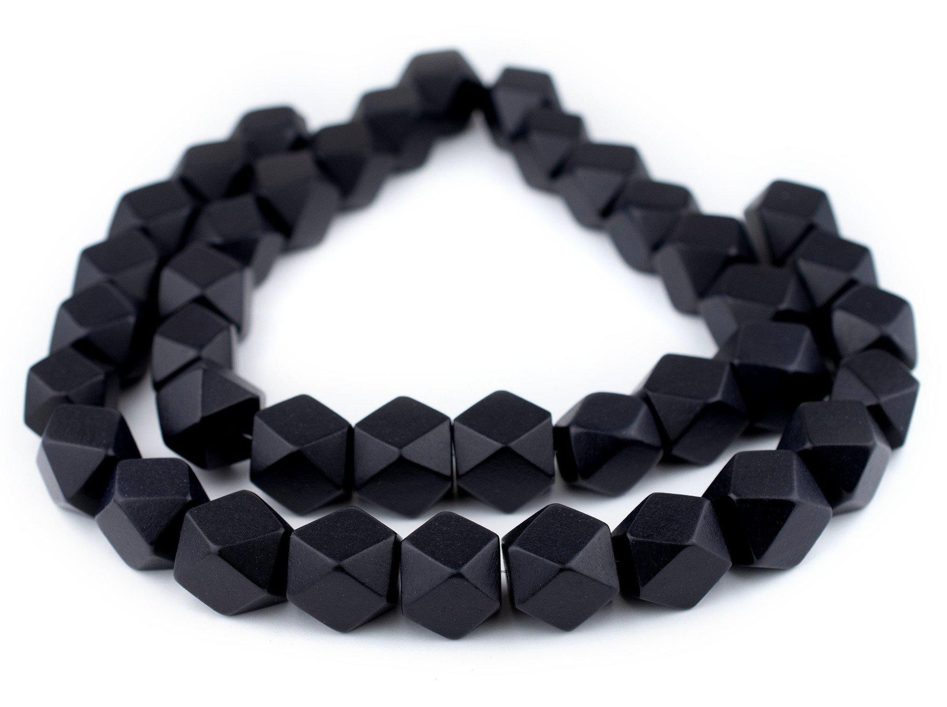 Black Diamond Cut Natural Wood Beads (20mm) — The Bead Chest