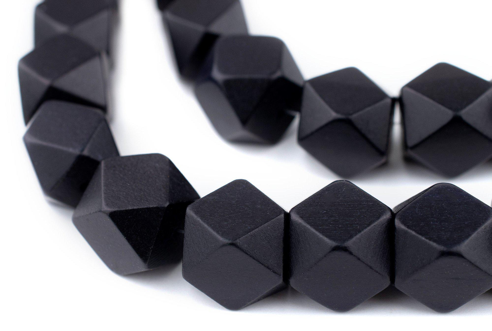 Black Diamond Cut Natural Wood Beads (17mm) — The Bead Chest