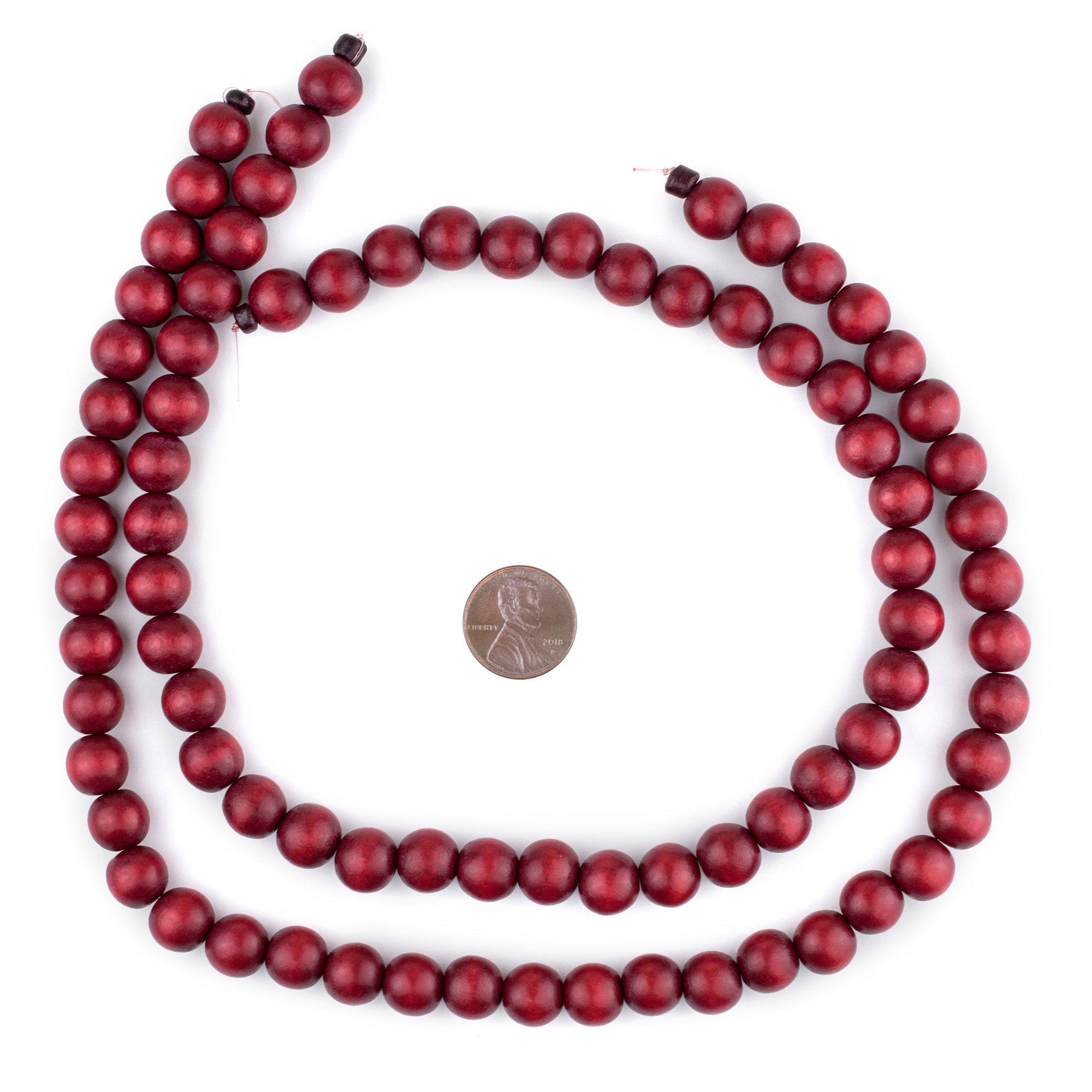 Red Round Natural Wood Beads (10mm) — The Bead Chest