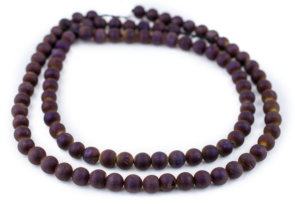 Purple Round Druzy Agate Beads (8mm) - The Bead Chest