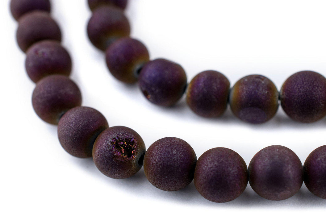 Purple Round Druzy Agate Beads (8mm) - The Bead Chest