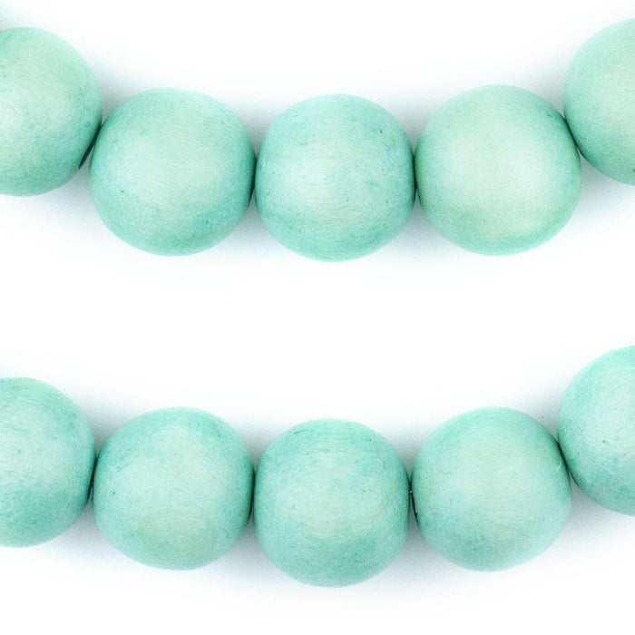 Mint Green Round Natural Wood Beads (16mm) - The Bead Chest