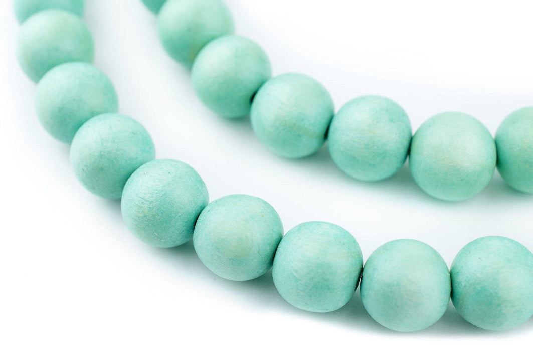 Mint Green Round Natural Wood Beads (16mm) - The Bead Chest