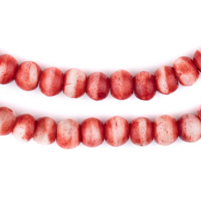 Red Rustic Bone Mala Beads (8mm) - The Bead Chest