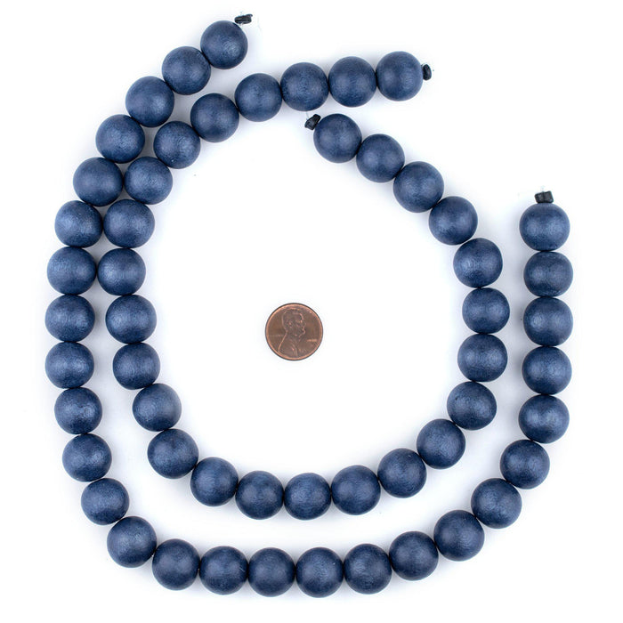 Cobalt Blue Round Natural Wood Beads (16mm) - The Bead Chest