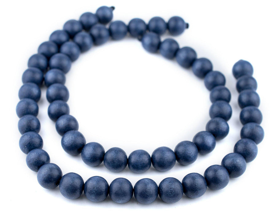 Cobalt Blue Round Natural Wood Beads (16mm) - The Bead Chest