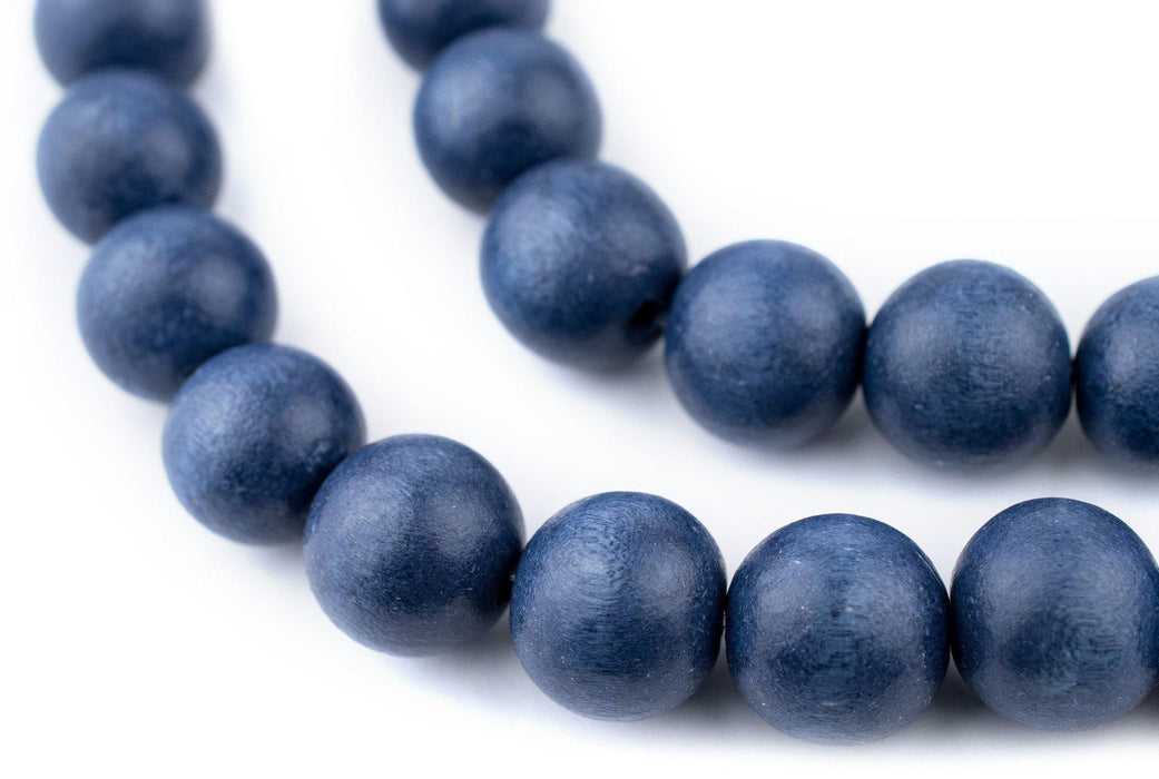 Cobalt Blue Round Natural Wood Beads (16mm) - The Bead Chest