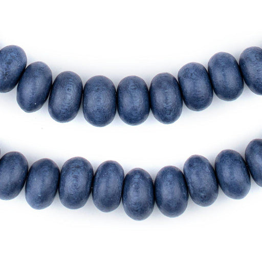 Cobalt Blue Abacus Natural Wood Beads (8x12mm) - The Bead Chest