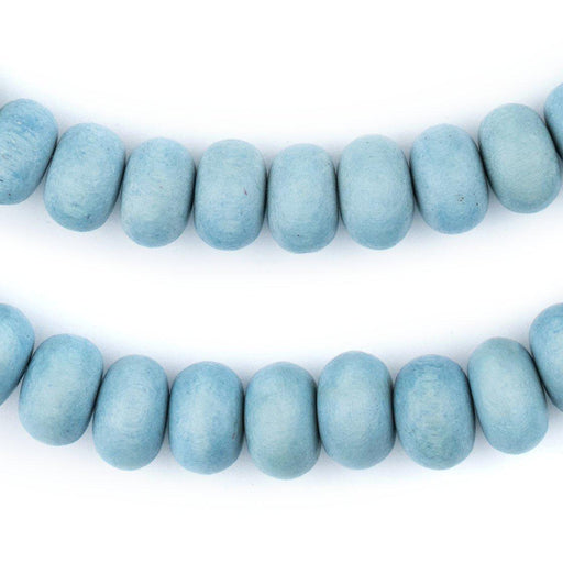 Light Blue Abacus Natural Wood Beads (8x12mm) - The Bead Chest