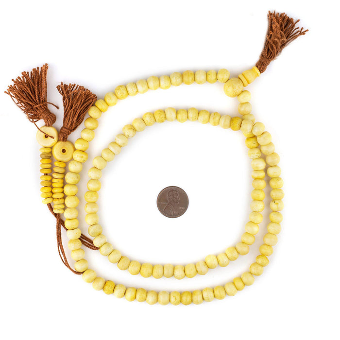 Yellow Rustic Bone Mala Beads (8mm) - The Bead Chest