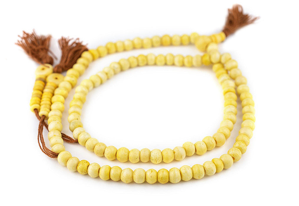 Yellow Rustic Bone Mala Beads (8mm) - The Bead Chest