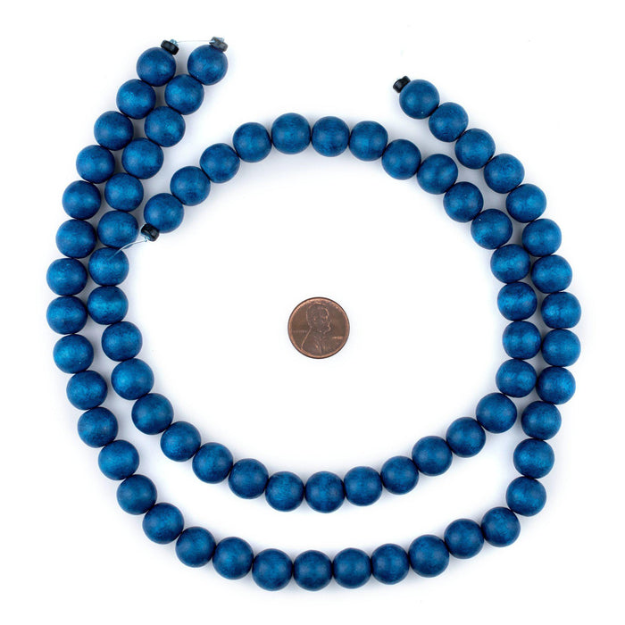 Azul Blue Round Natural Wood Beads (12mm) - The Bead Chest