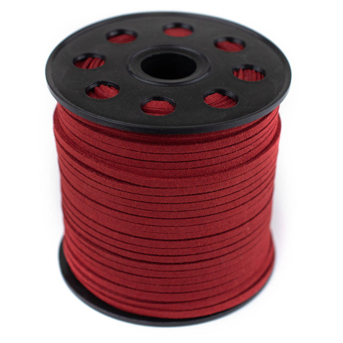 3mm Flat Crimson Red Faux Suede Cord (300ft) - The Bead Chest