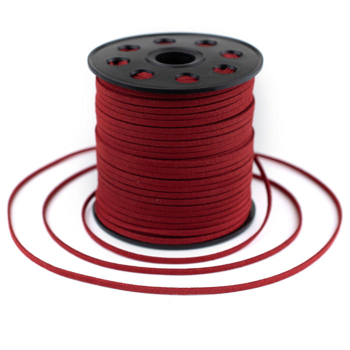 3mm Flat Crimson Red Faux Suede Cord (300ft) - The Bead Chest