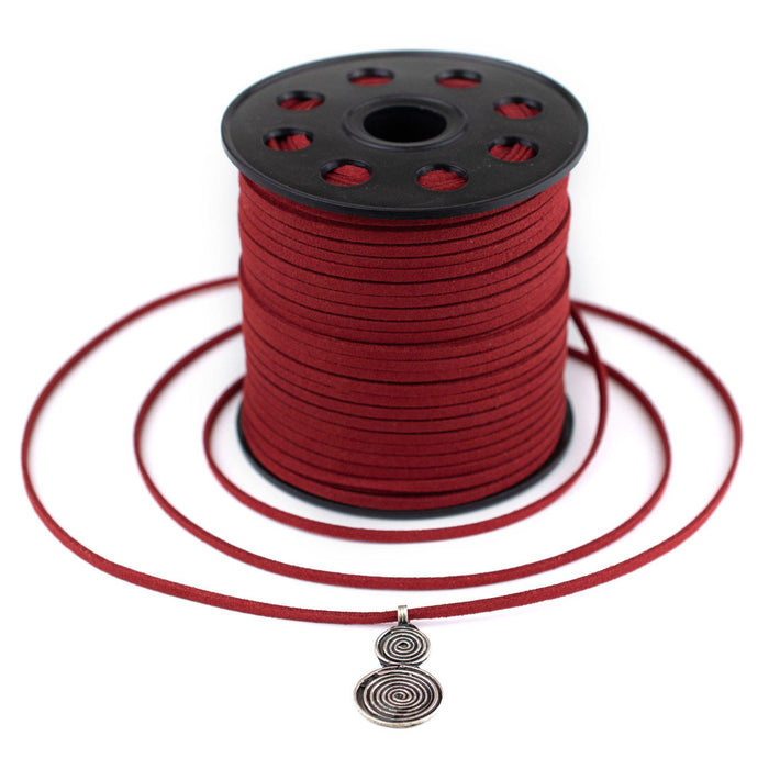 3mm Flat Crimson Red Faux Suede Cord (300ft) - The Bead Chest